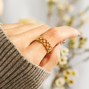 Bague en argent sterling S925 plaqué or avec zircons étincelants pour femmes