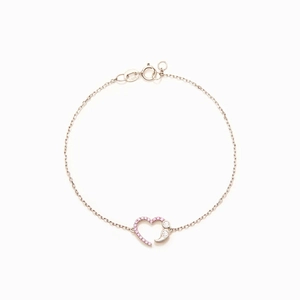 S925 Sterling Silver Pink Rhinestone Heart Semicolon Charm Bracelet For Women Minimalist Geometric Fashion Jewelry Meaningful Gift