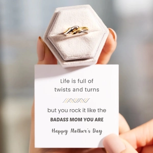 Ensemble de bagues torsadées en argent S925 avec écrin en velours et carte cadeau