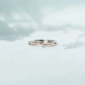 Bague Nœud en Argent Sterling 925 pour Femme Bicolore Or Argent Électroplaqué Entrelacée Avec Strass Bague Ouverte Réglable