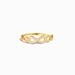 Minimalist gold s925 silver infinity ring for women with cubic zirconia stones