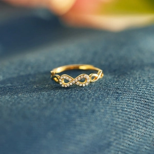 925 Sterling Silver Infinity Zirconia Ring For Women Gold Plated Minimalist Adjustable Geometric Fashion Jewelry Finger Ring