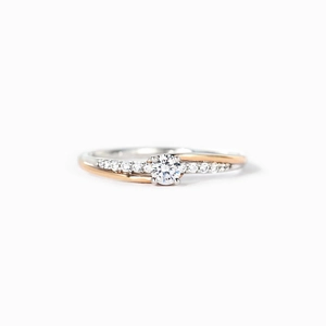 Elegant s925 silver two-tone double row diamond ring with cross-over band design