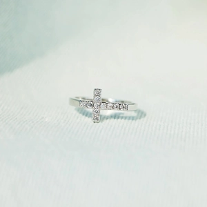 Minimalist 925 Sterling Silver Cross Ring For Women Zirconia Inlaid Elegant Geometric Finger Ring Fashion Daily Jewelry