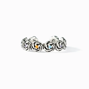 S925 sterling silver vintage rose flower ring with colorful cubic zirconia stones
