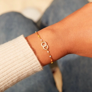 S925 sterling silver colorful enamel double ring bracelet on female wrist