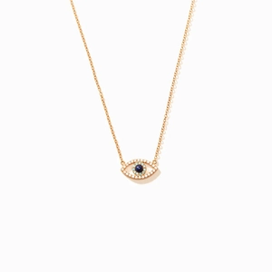 Minimalist s925 silver evil eye necklace with blue stone and sparkling zircon pavé