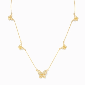 Collier Pendentif Papillon en Argent Sterling 925 pour Femme Plaqué Or Élégant Chaîne de Clavicule en Strass Bijoux Cadeau