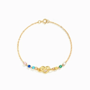 S925 Sterling Silver Birthstone Heart Knot Bracelet For Women Infinity Colorful Rhinestone Simple Fashion Jewelry Birthday Gift