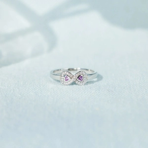 S925 Sterling Silver Infinity Heart Ring For Women Minimalist Rhinestone Wrapped Band Fashion Jewelry Finger Ring Gift