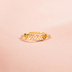 Bague Chaîne Cœur Ajouré en Argent Sterling 925 Plaqué Or Minimaliste Géométrique Bague pour Femme Bijoux de Mode Cadeau