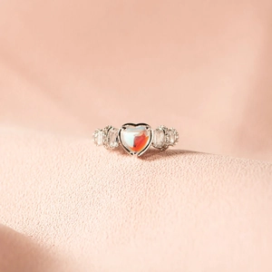 925 Sterling Silver Heart Zirconia Ring Elegant White Gold Plated Geometric Finger Ring For Women Fashion Jewelry Gift