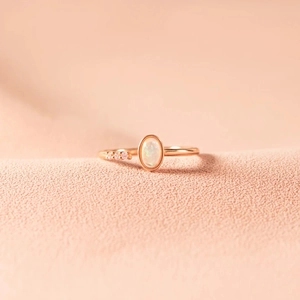 925 Sterling Silver Adjustable Ring For Women Colorful Oval Opal Rose Gold Fashion Commute Jewelry Rhinestone Accented Ring