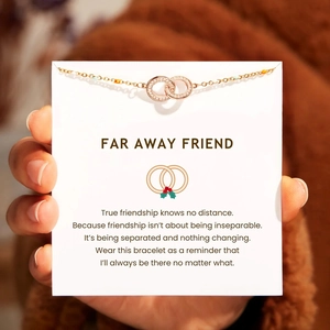 S925 sterling silver interlocking double ring bracelet with zircon on friendship card