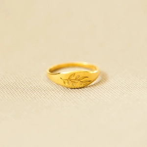 S925 Sterling Silver Leaf Pattern Signet Ring For Women Minimalist Fashion Gold Plated Ins Style Olive Branch Finger Ring Jewelry