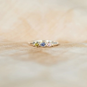 925 Sterling Silver XOXO Personalized Birthstone Ring For Women Fashion Rhinestone Inlaid Adjustable Finger Ring Jewelry Gift