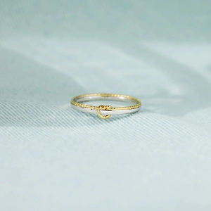 Bague Nœud Bicolore en Argent Sterling S925 pour Femme Minimaliste Électroplaqué Ange Main Cœur Nœud Bague Bijoux de Mode Cadeau
