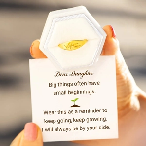 S925 sterling silver gold leaf ring in velvet gift box with greeting card