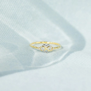 S925 Sterling Silver Heart Infinity Knot Two-Tone Ring For Women Twisted Band Rhinestone Fashion Jewelry Mother Daughter Gift