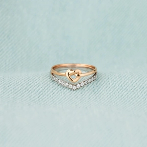 925 Sterling Silver Heart Knot Stackable Rings For Women Rhinestone V Shaped Two Tone Minimalist Fashion Finger Jewelry