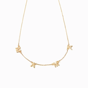 Élégant collier MAMA en argent S925 doré avec pendentifs lettres sertis de zircons