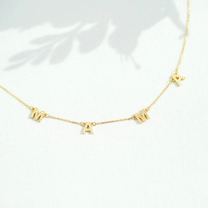 Collier Pendentif Lettre MAMA en Argent Sterling 925 Plaqué Or Zirconia Chaîne de Clavicule Bijoux Cadeau pour Femme