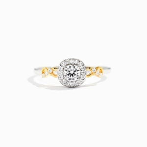 Eleganter S925 Sterlingsilber Ring, zweifarbig mit rundem Zirkon und Halo-Fassung