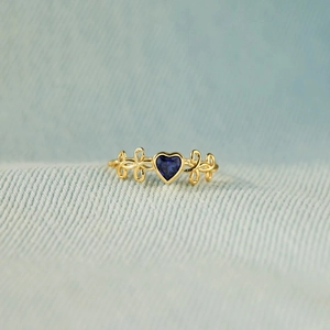 Bague Infini Cœur en Argent Sterling S925 Avec Strass Bleu pour Femme Plaqué Or Filigrane Croix Bijoux Cadeau Élégant