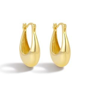 Orecchini a goccia minimalisti a forma di U in argento S925 con placcatura oro 18K