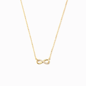 925 Sterling Silver Infinity Pendant Necklace Gold Plated Rhinestone Minimalist INS Style Clavicle Chain Jewelry For Women