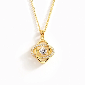 925 Sterling Silver Dancing Clover Flower Pendant Necklace For Women Gold Plated Rhinestone Elegant Clavicle Chain Jewelry