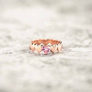 Bague en Argent Sterling 925 Plaqué Or Rose Avec Cœur Rose Strass pour Femme Mode Minimaliste Bague Cœurs Liés