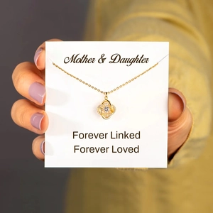 S925 sterling silver interlocking double circle necklace on Mother & Daughter gift card