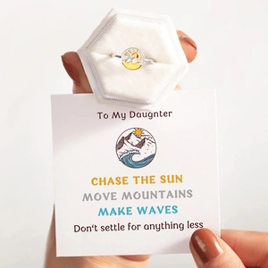 S925 sterling silver sun mountain ring set with white velvet box and message card