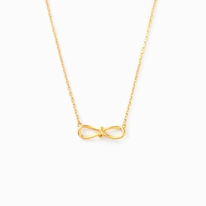 Elegant gold infinity knot bow necklace in minimalist S925 sterling silver style