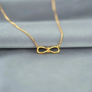 925 Sterling Silver Infinity Knot Necklace For Women Gold Plated Minimalist Bowknot Lucky Pendant Fashion Jewelry Gift