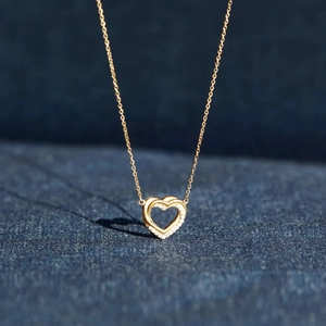 925 Sterling Silver Overlapping Double Hollow Heart Necklace With Rhinestone Minimalist Fashion Heart Pendant Clavicle Chain Jewelry For Women