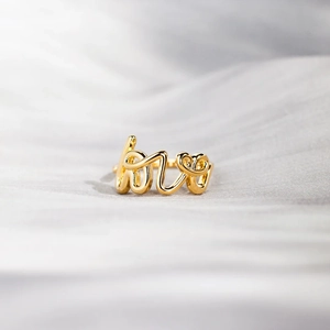 Personalized 925 Sterling Silver LOVE Script Ring For Women Fashion Gold Plated Alphabet Statement Finger Ring Jewelry