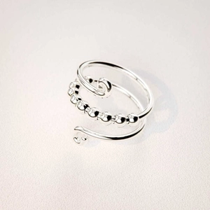 Minimalist s925 sterling silver triple spiral fidget ring with ten rotatable beads