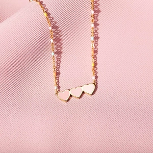 S925 Sterling Silver Gold Plated Gradient Pink Enamel Heart Bracelet With Multicolored Beads Minimalist Jewelry For Women