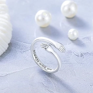 Minimalist S925 sterling silver hug ring with Always With You engraving on inner band