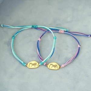Handmade woven S925 silver pinky promise charm bracelets with adjustable slider knot