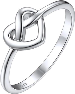 Bague Noeud de Coeur en Argent Sterling 925 pour Femme Bague Noeud d'Amour Torsadée Simple Bijoux Minimalistes Mode