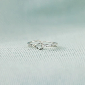 925 Sterling Silver Knot Twist Open Ring For Women Adjustable Rhinestone Micro Pave Geometric Fashion Jewelry Finger Ring