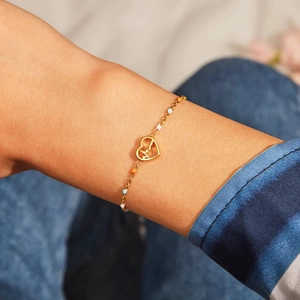 Bracelet coeur en argent s925 avec pendentif ECG et perles colorées en émail de luxe