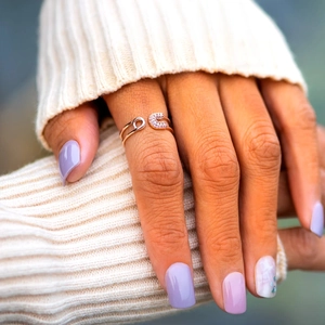 Elegant rose gold s925 silver safety pin open ring with micro-pave white zircon stones