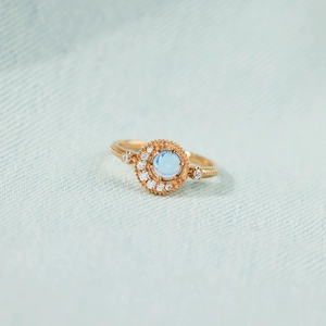 Bague S925 en Argent Sterling avec Opale Lune Planète pour Femme Rétro Plaqué Or Rose Strass Céleste Géométrique Bague de Mode