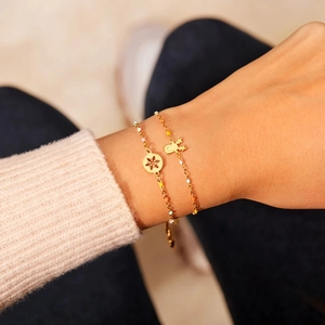 S925 silver gold chain bracelets set with colorful beads and festive snowflake charms