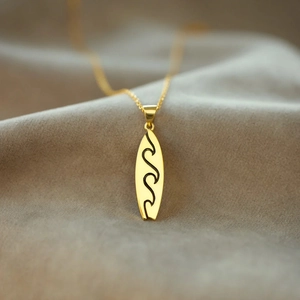 925 Sterling Silver Surfboard Ocean Wave Pendant Necklace For Women Minimalist Summer Style Electroplated Jewelry Fine Gift