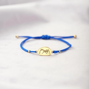 Bracelet en Corde Tressée Promesse de Petit Doigt en Argent Sterling 925 pour Femmes Bracelet Ajustable avec Charm Ovale Plaqué Or